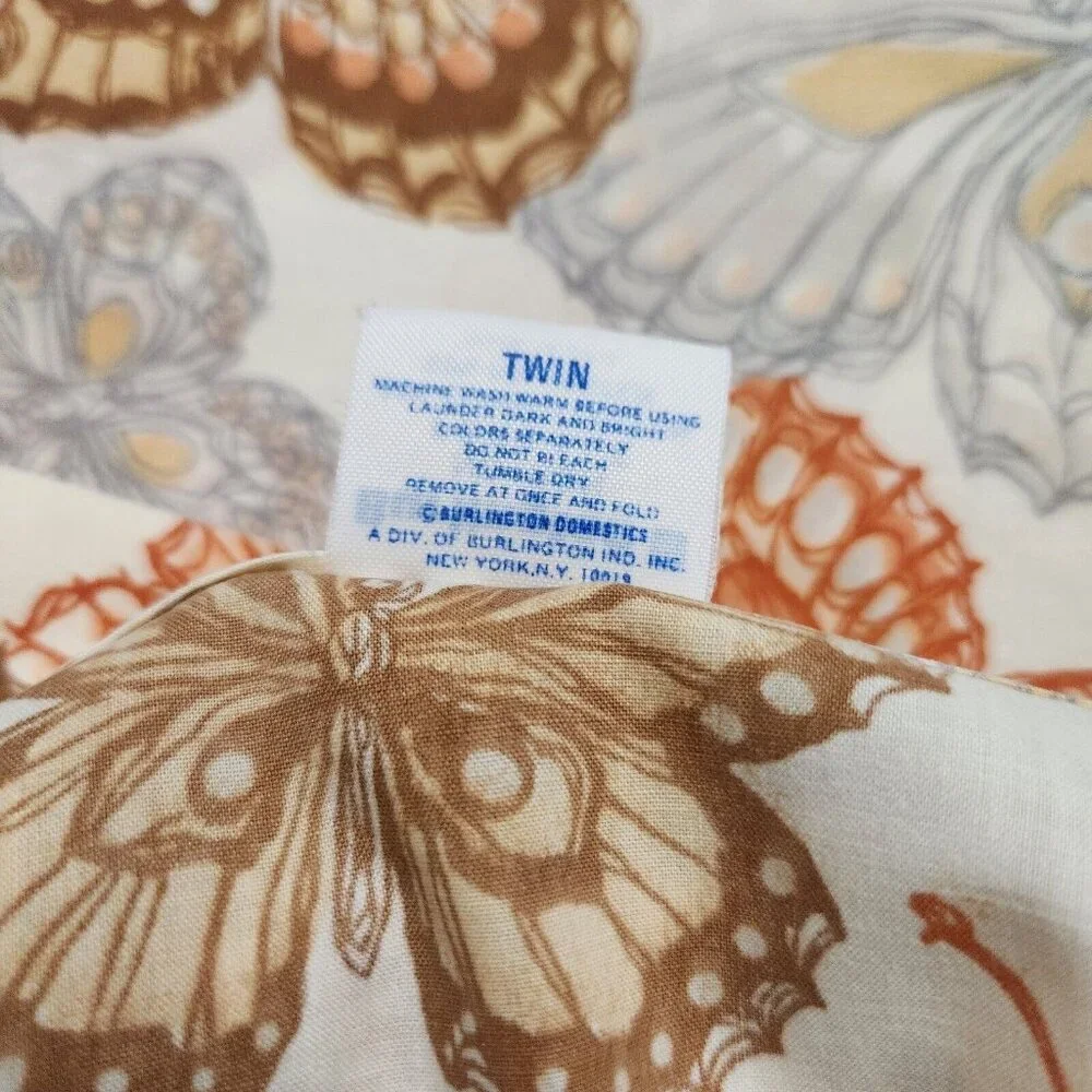 Vintage Burlington ‘Amari Butterfly’ Pattern Twin Flat Sheet